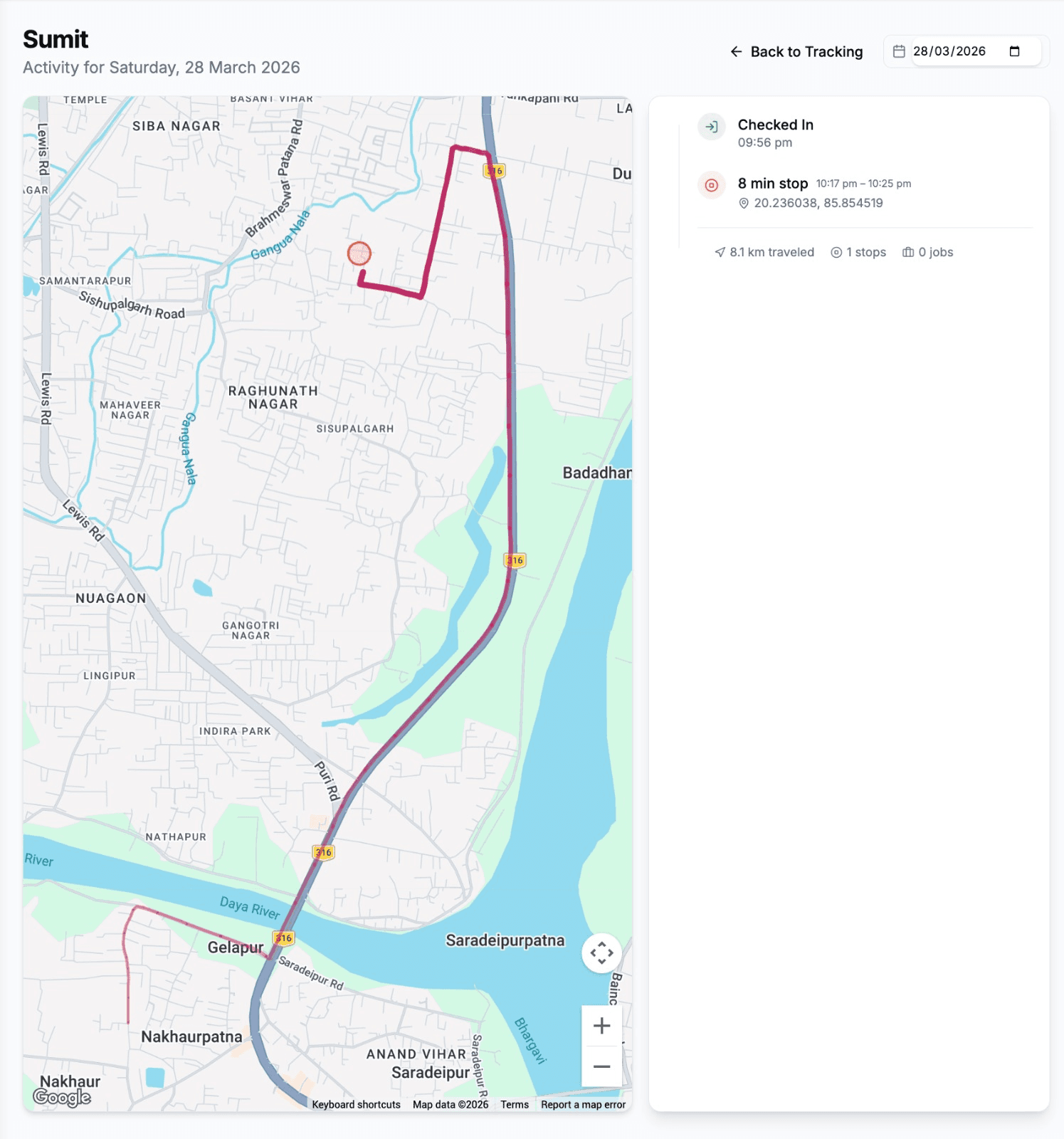 Technician route detail