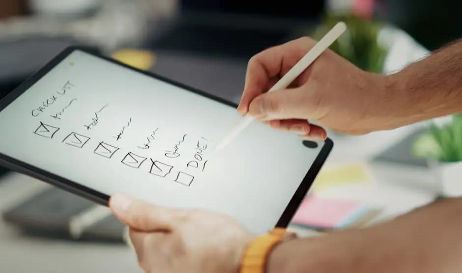 HVAC technician completing digital preventive maintenance checklist on smartphone
