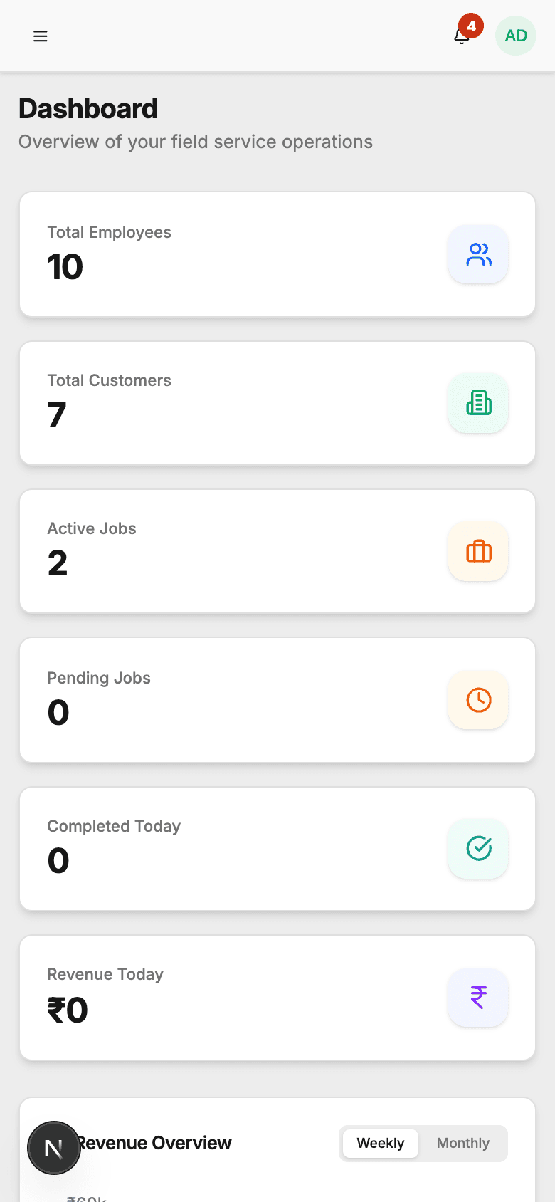 KaryaFlow mobile dashboard
